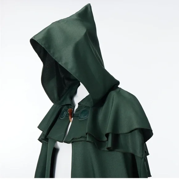 Unisex Dark Green Hooded Cloak - Picture 6 of 11
